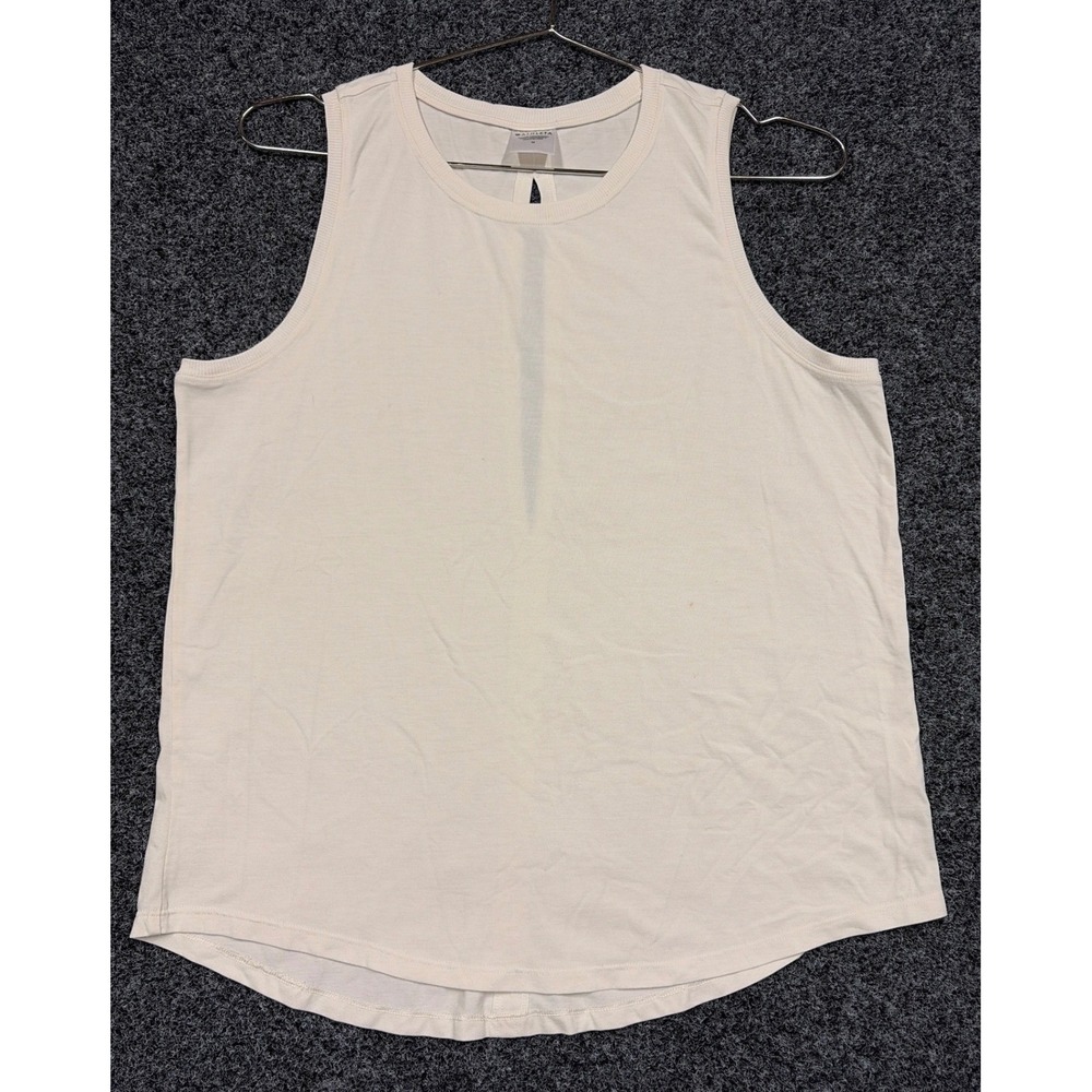 Athleta Tank Top Womens M Cream Open Back Sleeveless Activewear Yoga Gym Shirt
